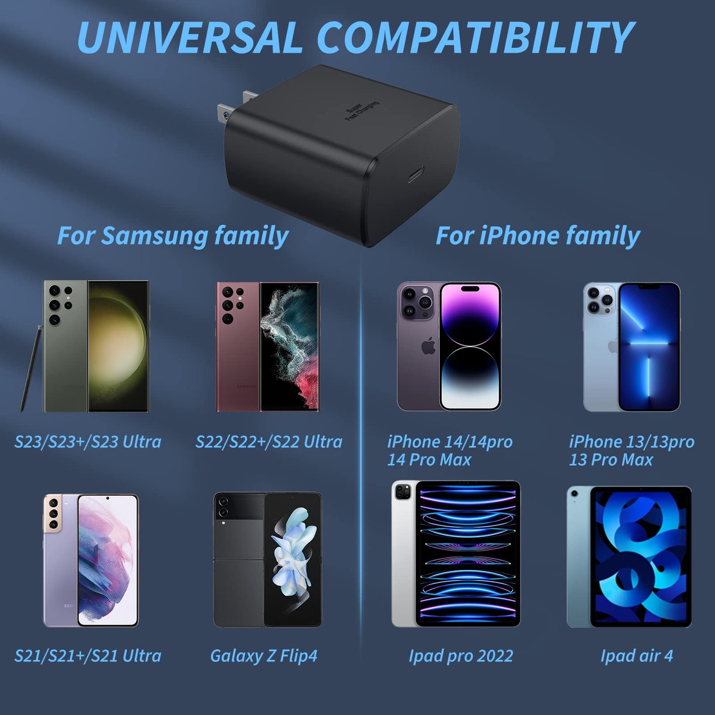 45W USB C Wall Charger Block for Samsung Super Fast Charger Type C Wall Plug Adapter Fast Charging Android Brick Compatible with Samsung Galaxy S23