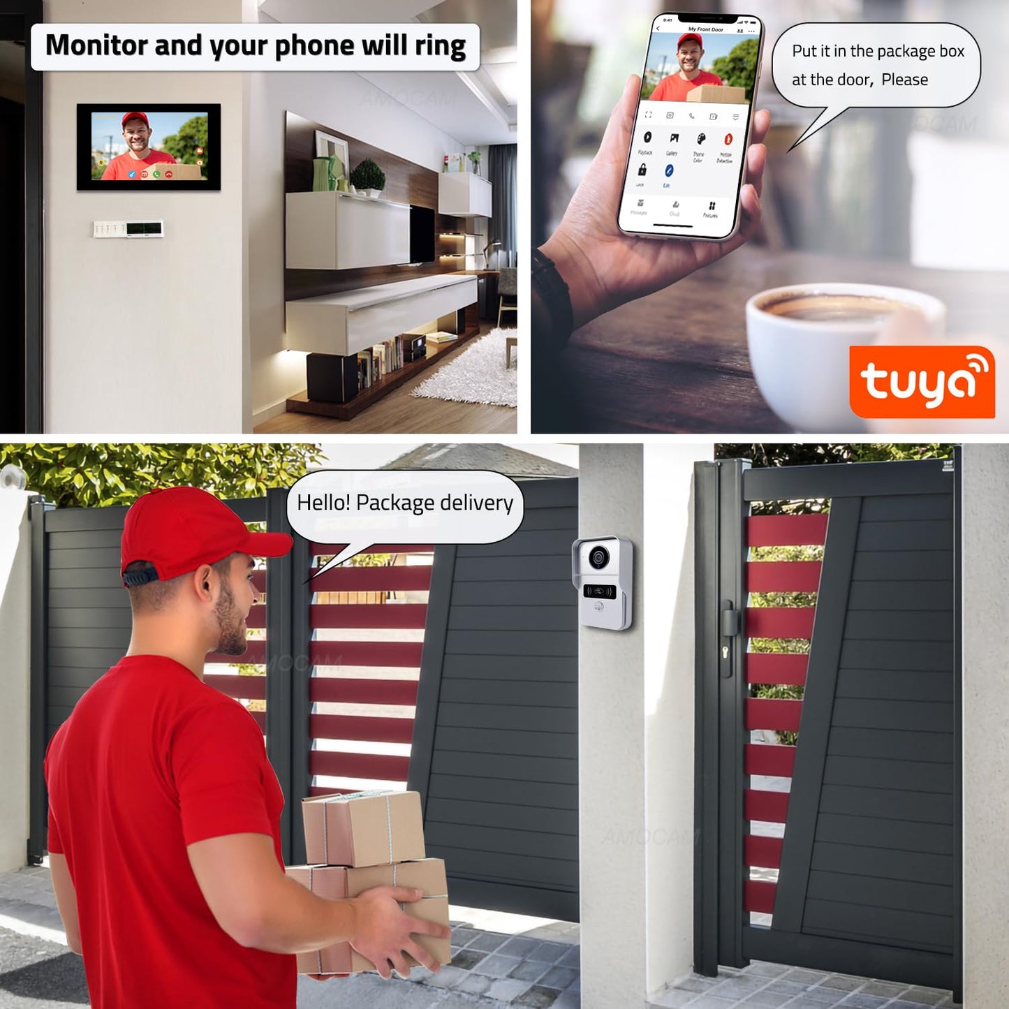 2 Wired Video Intercom System, 7 Inches Video Doorbell HD Camera with Monitor, WiFi Tuya App Remote Intercom Unlock, No Monthly Fees, Video Door Bell