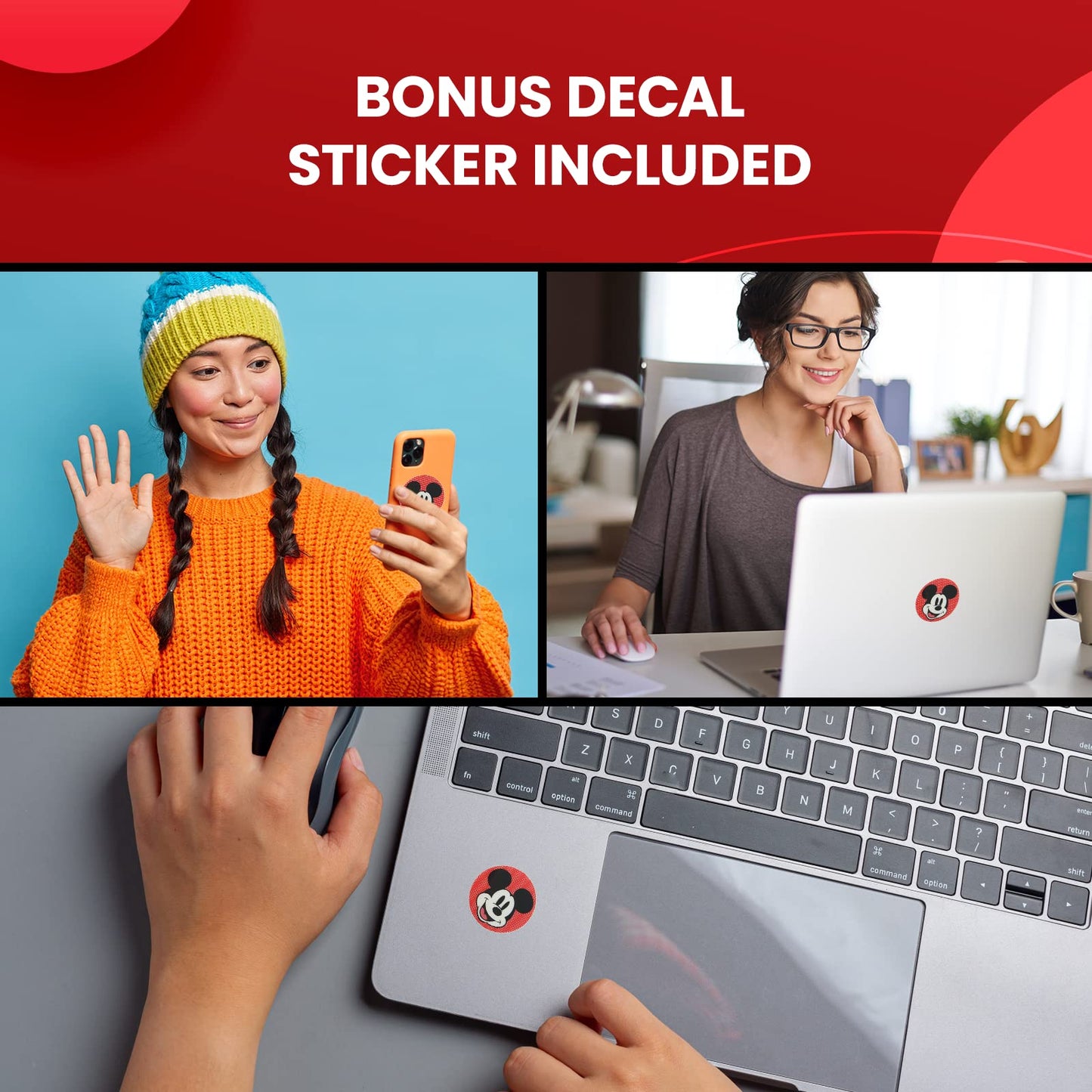 Disney Mickey Mouse and Friends Feet Cell Phone Stand with Bonus Decal Sticker- Cell Phone Holder for Home/Office-Universal Desk Phone Stand