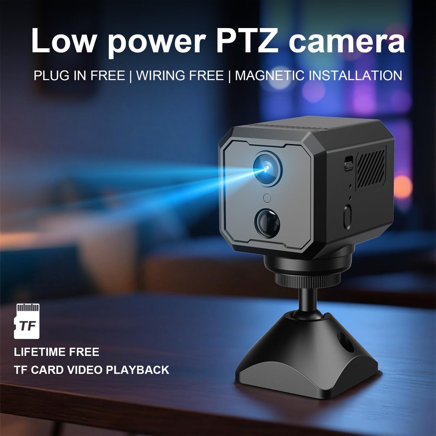 2K WiFi Indoor Camera with 64GB SD Card, Battery Powered Security Cam, 180-Day Standby, Night Vision, Real-Time Alert, Baby Monitor, Pet Cam for Home