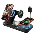 Dual Phone Magnetic Wireless Charging Station for Apple Devices/Apple Ecosystem, 7-Color Auto Light & 12H Clock, Multi-Device Charger for iPhone