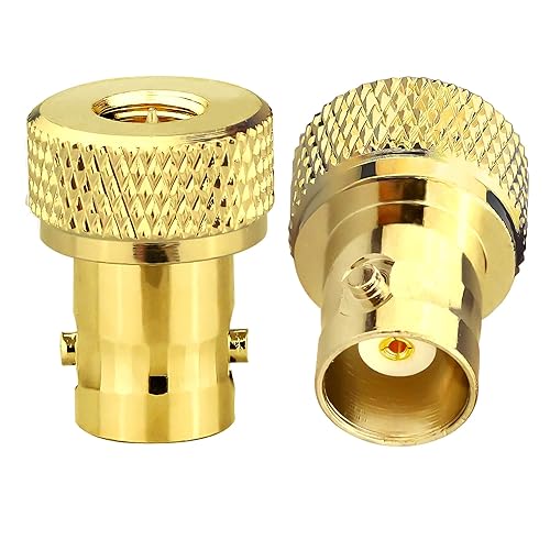 TUOLNK 2PCS SMA to BNC Coax Connector, SMA Male to BNC Female RF Coax Adapter, Low Loss Gold Plated Coaxial Connector for Two Way Radio, Walkie Talkie
