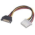 Akasa SATA to 4-pin Molex Adapter | Converts 15-pin SATA PSU Power to 4-pin PSU Molex Connector | SATA to Molex Power Cable Adapter | 15cm |