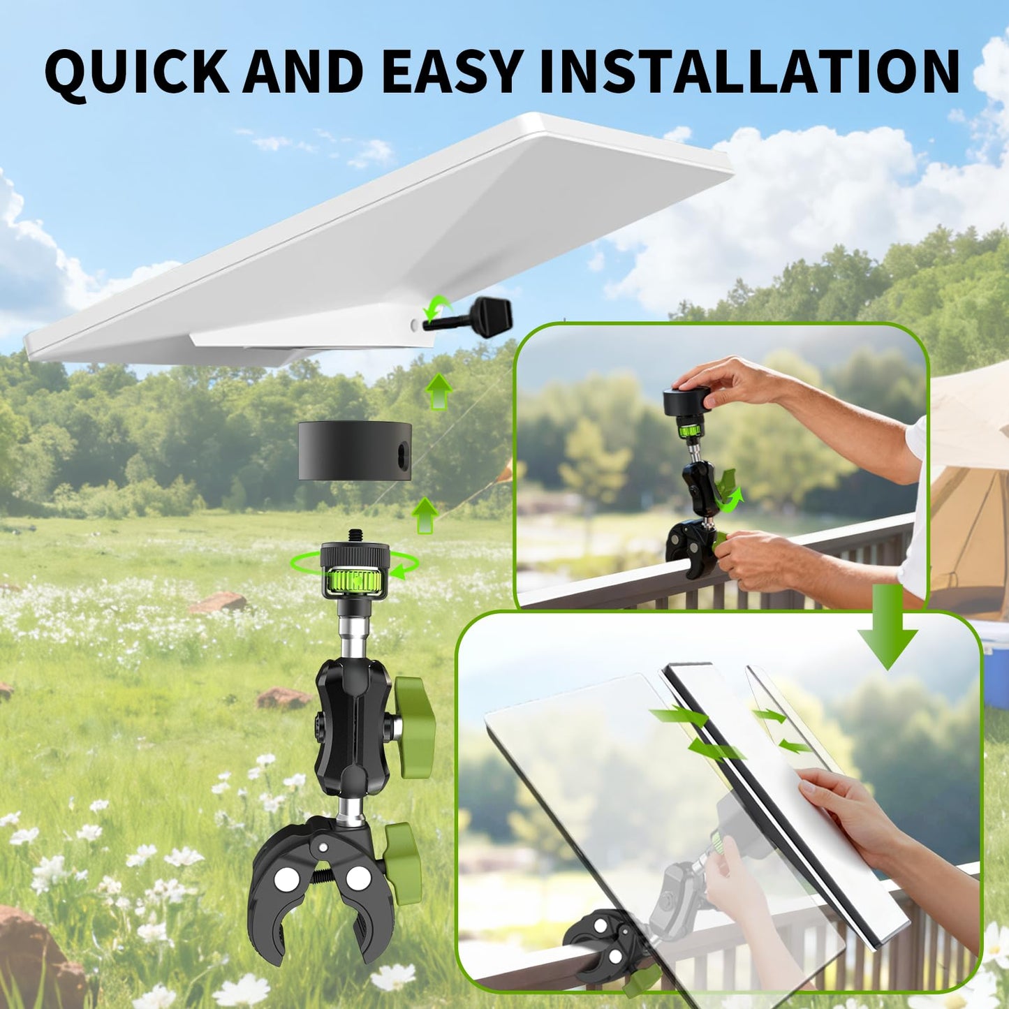Starlink Mini Mount,Adjustable Clamp Mount with 1/4" Tripod Adapter Compatible 2024 & 2025 Starlink Mini Pipe Adapter,Wind & Vibration Proof for RV