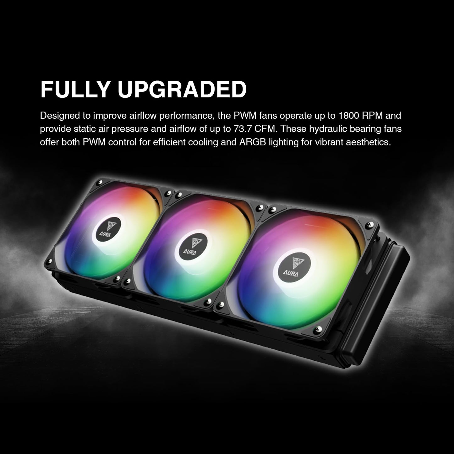 GAMDIAS 360mm AIO CPU Cooler, ARGB Liquid Cooler with 3×120mm PWM Fans Up to 73.7CFM, All-in-One Water Cooling CPU Cooler for Intel