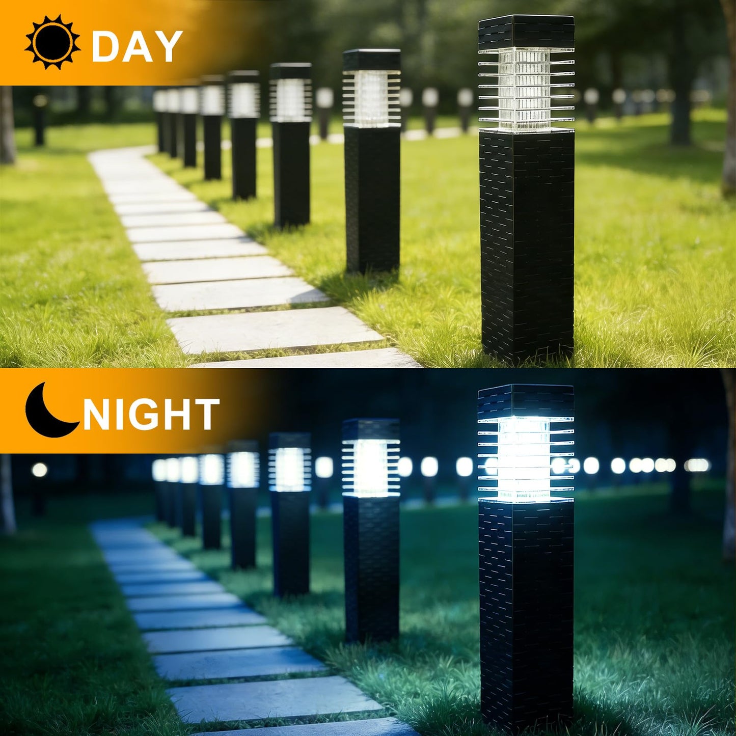 SUNNYPARK Solar Pathway Lights Outdoor, 8 Pack Rattan Pattern Solar Path Lights Waterproof, Outdoor LED Landscape Lights for Walkway, Driveway, Patio