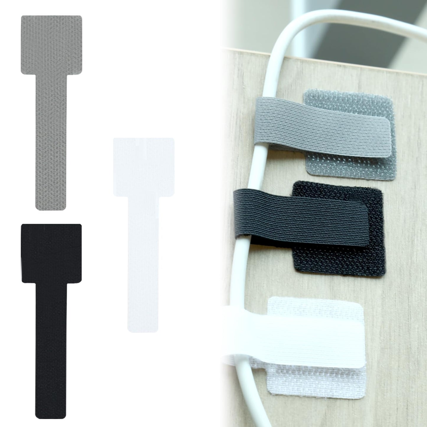 150 PCS Hook and Loop Cable Ties Reusable Adhesive Cable Ties Adjustable Self Adhesive Cables Management Straps for Cords Organizers Desk Home Office