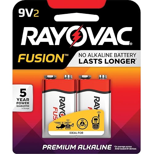Rayovac Fusion Advanced Alkaline Batteries, 9V, 2/Pack