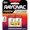 Rayovac Fusion Advanced Alkaline Batteries, 9V, 2/Pack