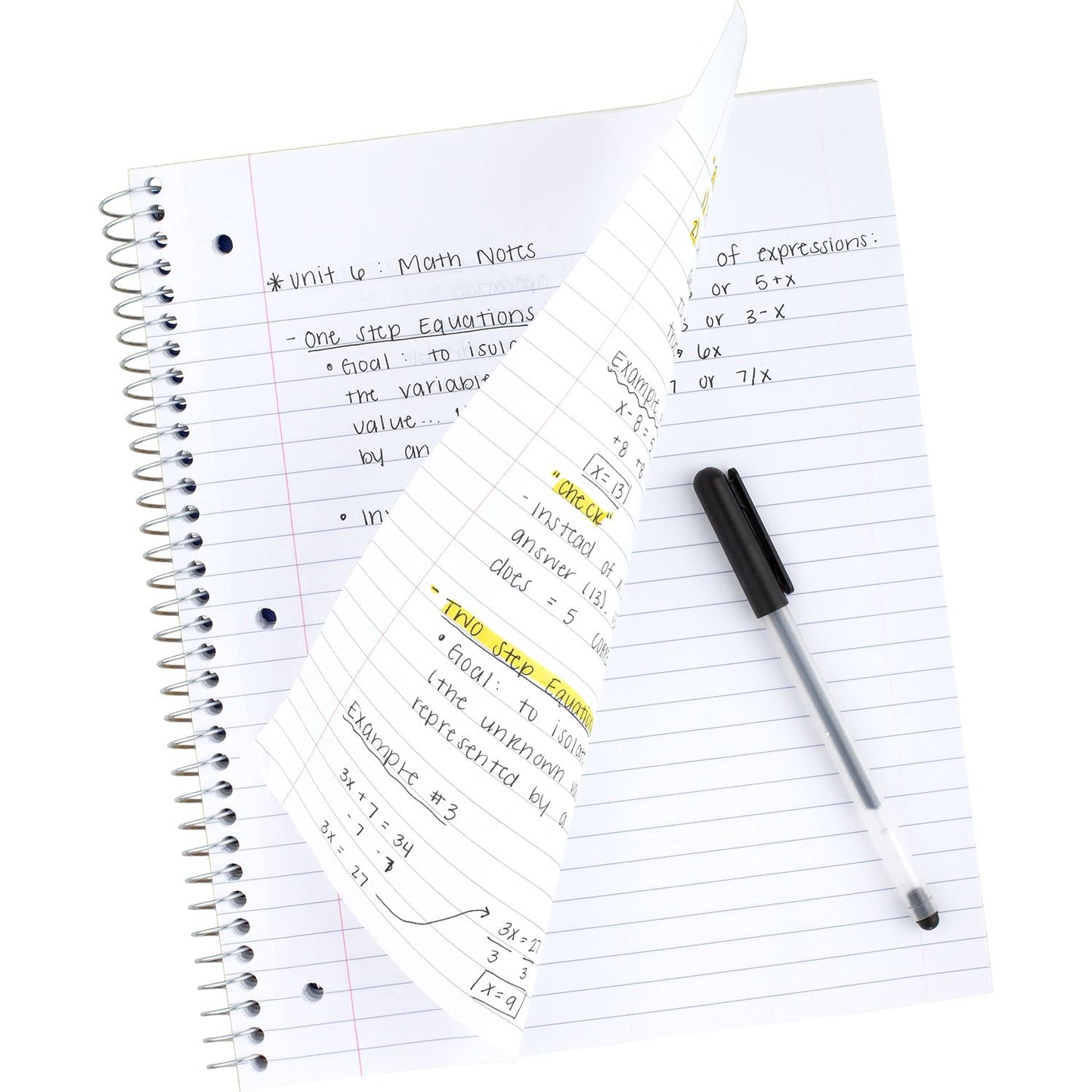 Five Star Spiral Notebook + Study App, 1 Subject, Wide Ruled Paper, 8" x 10-1/2", 100 Sheets, Fights Ink Bleed, Water Resistant Cover, Black (72021)