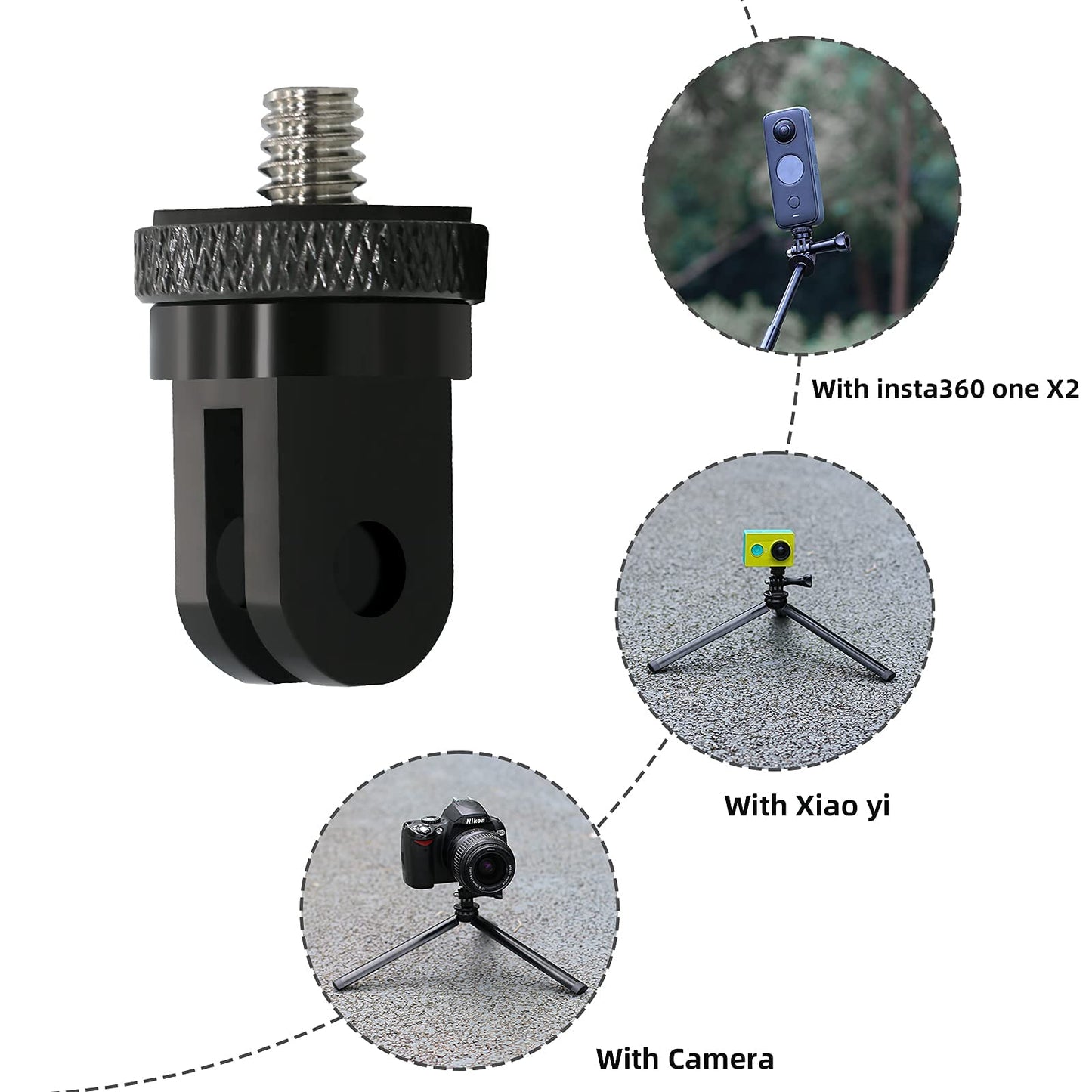 1/4 Inch Aluminum Metal Camera Mount Adapter, Conversion Camera Tripod Mount Compatible with GoPro Hero 13/12/11/10/9/8 Black,DJI Action 6/5 Pro/4/3