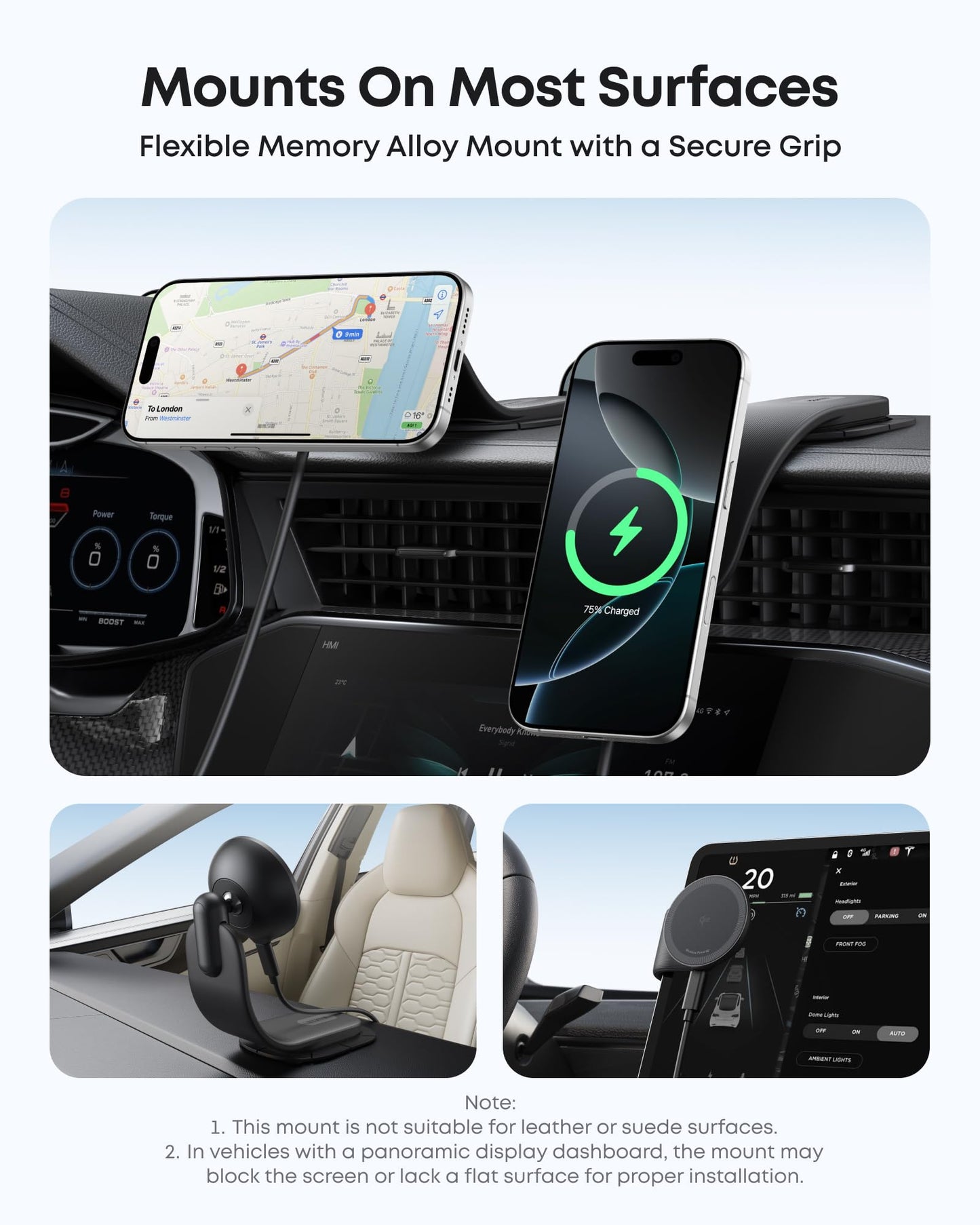Anker Nano Magnetic Wireless Car Charger, 360° Adjustable Mount Car Charger with Detachable Pad, 15W Qi2 Certified with Alloy Bracket, Fast Charging