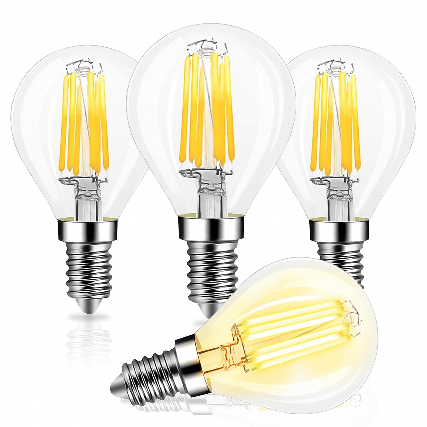 E14 6W Dimmable G45(G14) Globe LED Bulb Edison Incandescent 60 Watt Lamp Equivalent Warm White 2700K 900 Lumen CRI>90+ European Style Bases Round