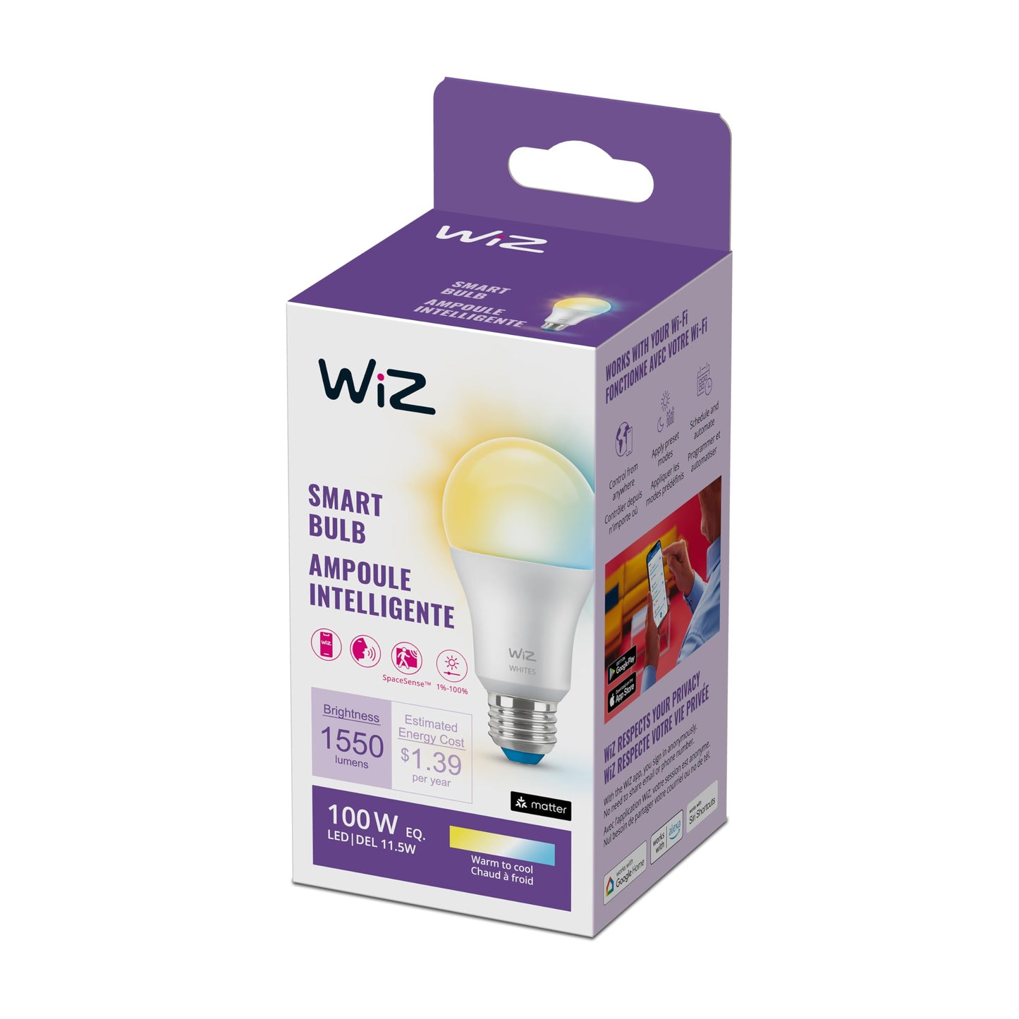WiZ Connected 100W A19 LED Smart Light Bulbs Tunable White - Connects to Your Wi-Fi - E26 Smart Bulb - Control with Voice or App + Activate