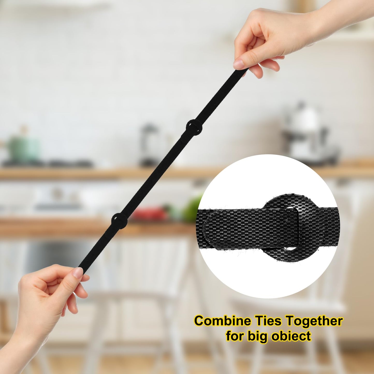 HAVE ME TD Reusable 6-Inch Fabric Cable Ties, Multi-Purpose Hook & Loop Cord Organizer, Black