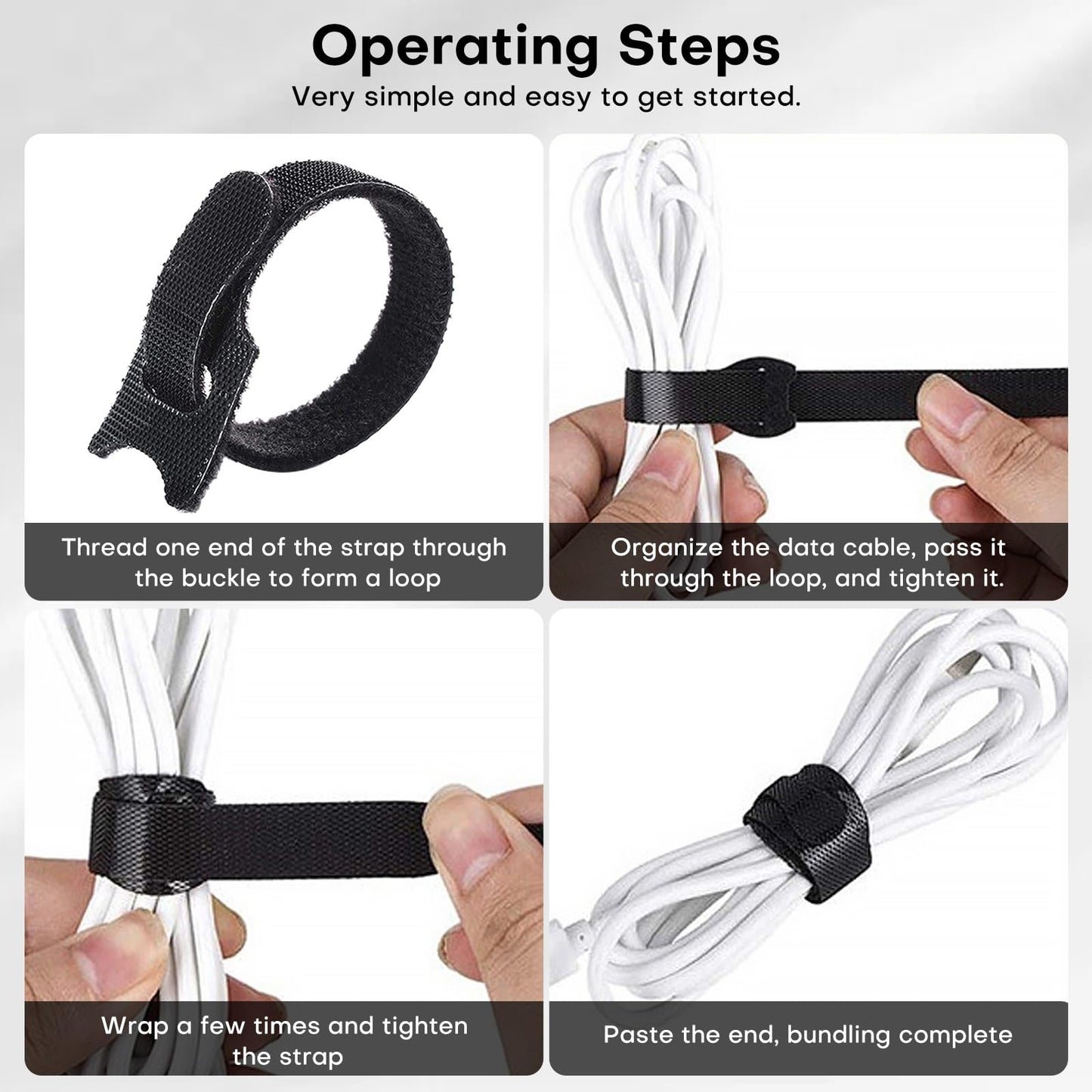 62PCS 6 inchs Microfiber Reusable Cable Ties - Adjustable Cord Organizer Straps for Electronics, Multi-Purpose Wire Management Accessories