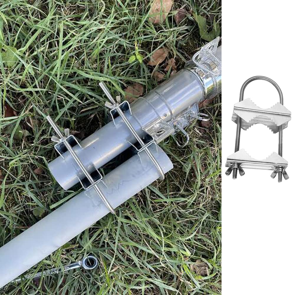 Double Antenna Mast Clamp Heavy Duty Pole to Pole Mounting Kit V Jaw Block with U-Bolt Mounting Hardware for TV CB Ham Antenna Parasols Flags