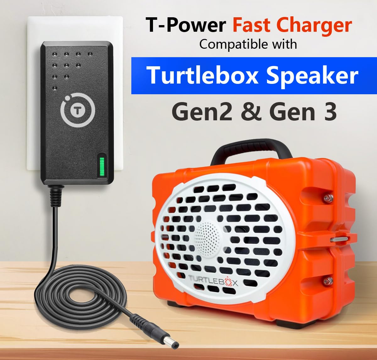 T POWER 15V UL Charger for Turtlebox Gen 2 & Gen 3 Bluetooth Speakers Model: GS-P150300E454A, 2A28W-TURTLEBOXG2, 27733-TURTLEBOXG2 Replacement AC…