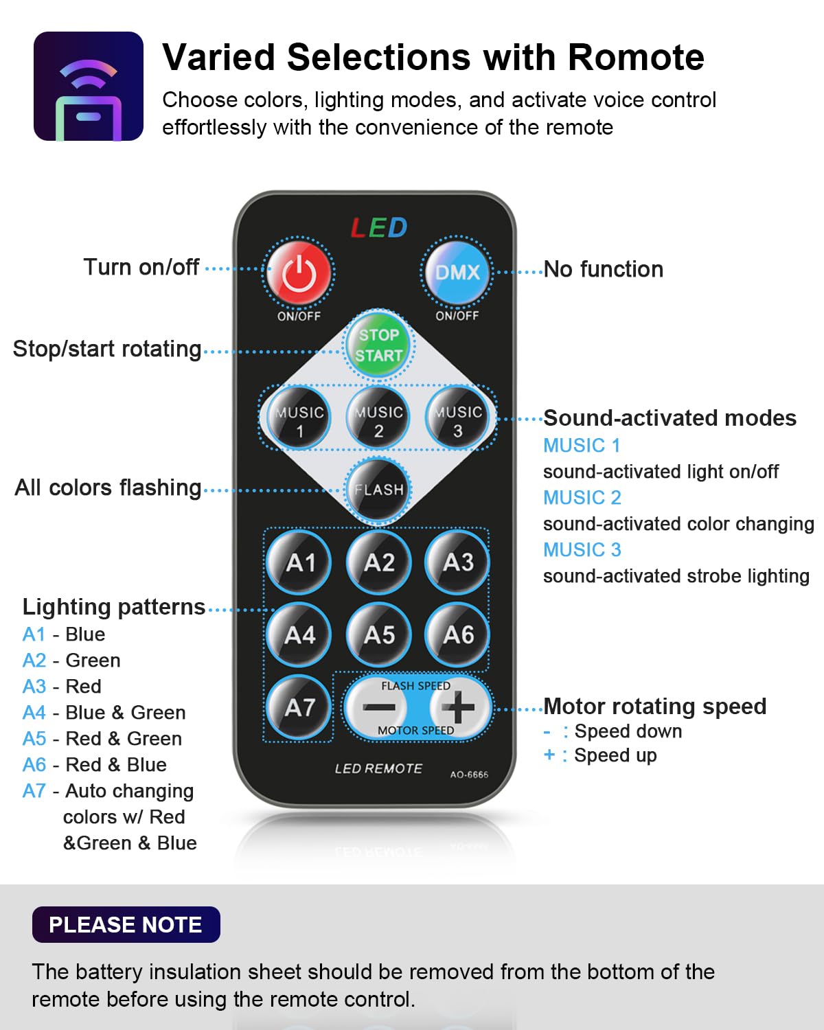 Luditek Sound Activated Party Lights with Remote DJ Lighting, Disco Ball Strobe Stage Light for Home Room Dance Parties Birthday Karaoke Stocking