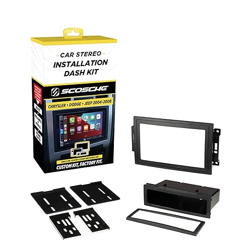 Scosche CR1289B Radio Install Dash Kit Compatible with Select 2005-08 Chrysler, Dodge & Jeep - Fits Double DIN or Single DIN with Storage Pocket - Car