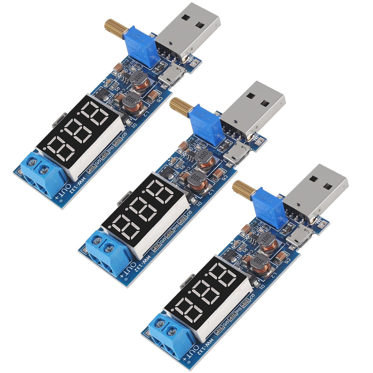 3pcs USB Buck Boost Converter 3.5V-12V to 1.2V-24V DC-DC Adjustable Step Up Step Down Power Supply Module Voltage Regulator 5V to 3.3V 9V 12V 18V 24V