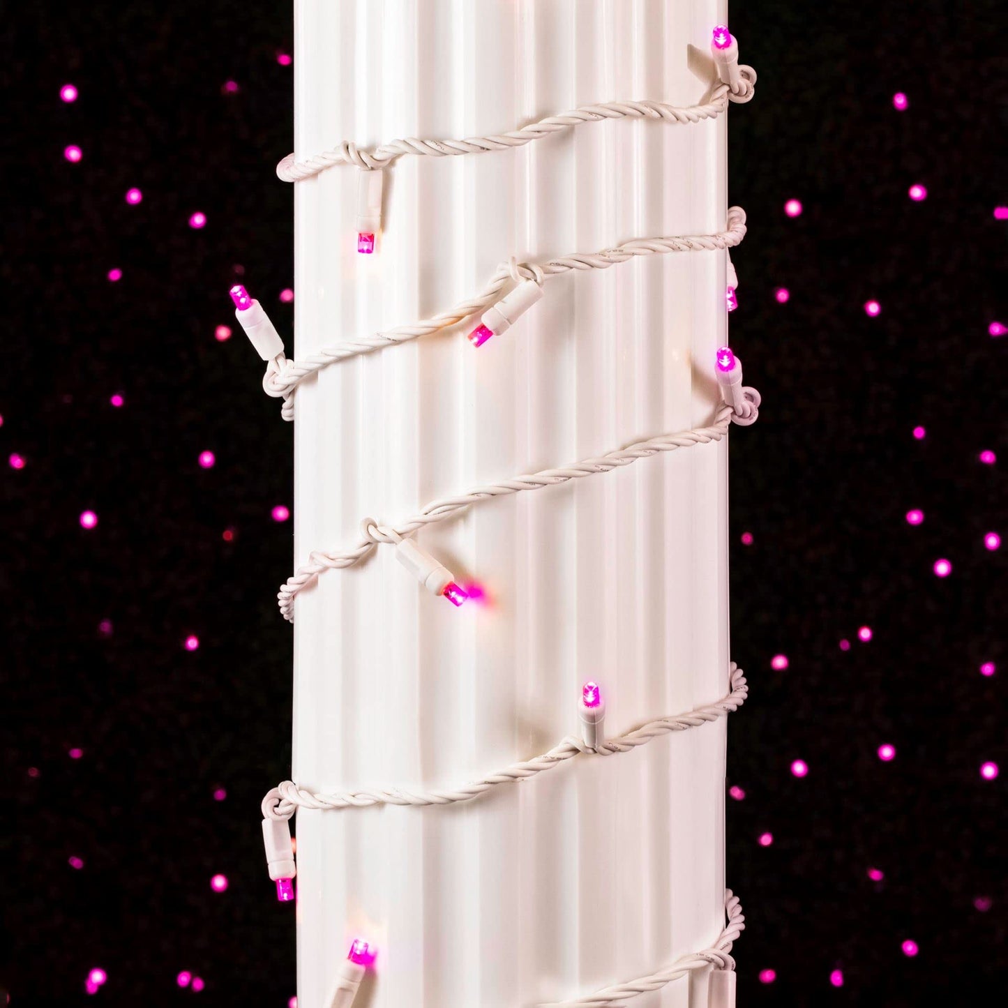 Novelty Lights 11ft Christmas String Lights, 50 Pink LED Bulbs on White Wire, 2.5" Spacing, Connectable Indoor Outdoor Commercial Grade Lighting