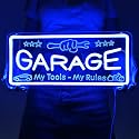 Britrio Blue Garage Neon Sign for Man Cave Garage Tool Room Shop Wall Art Sign Decoration Father's Day Christmas Birthday Gift for Dad Husband 5V USB