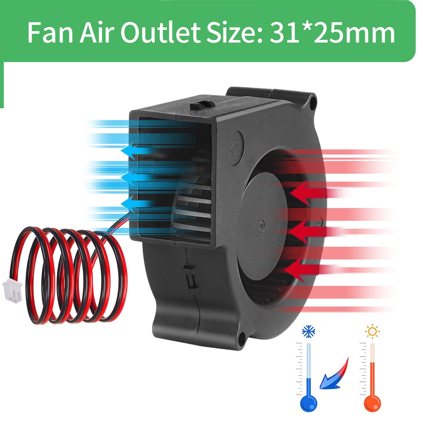 75mm x 30mm 7530 DC 12V Cooling Blower Fan, Dual Ball Bearing Brushless