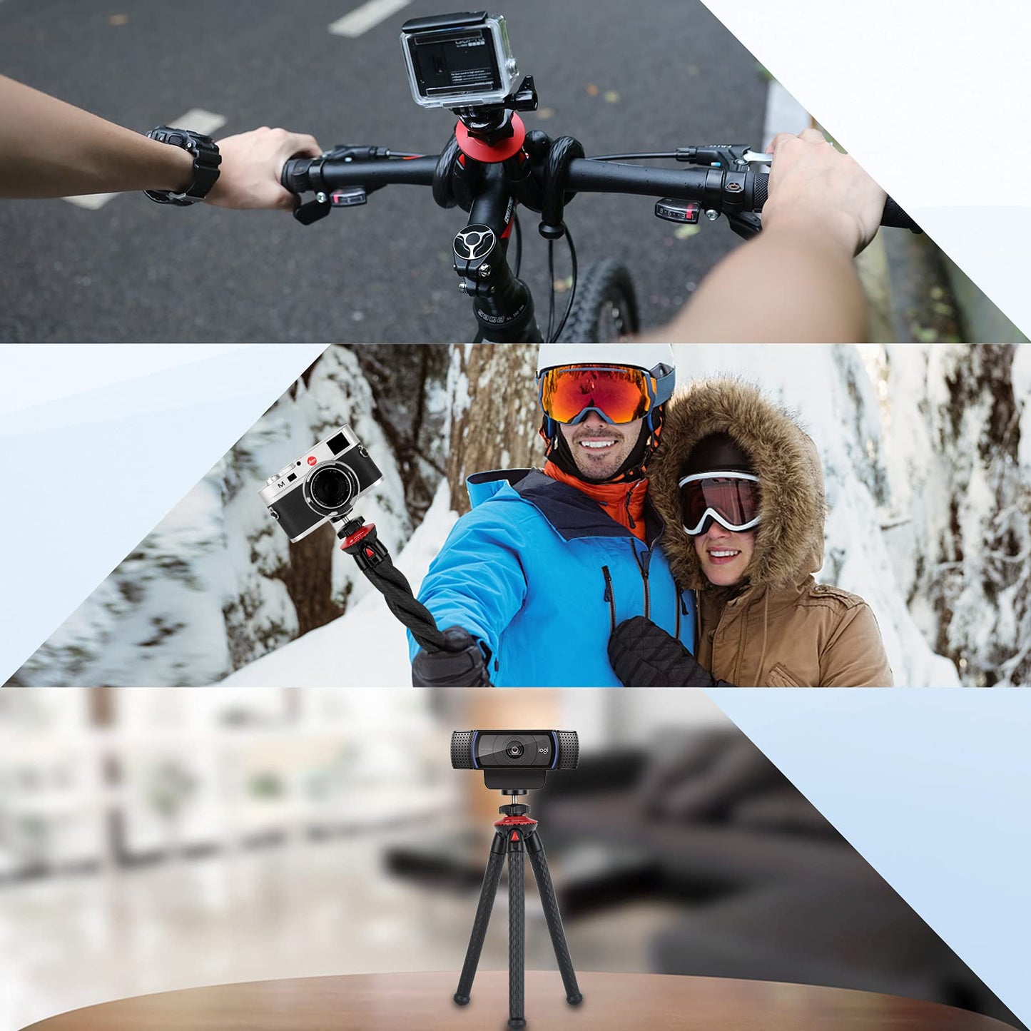 Mini Tripod for Camera/Phone/Webcam, NexiGo Flexible Camera Tripod Stand, Compatible with NexiGo Logitech Webcam C920 C922 Brio iPhone/Android/Camera