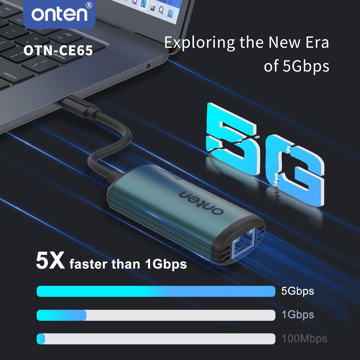 USB-C to Ethernet Adapter - 5Gbps High-Speed,USB-C to RJ45 5000Mbps Ethernet LAN Network Adapter Thunderbolt 4/3 Compatible, for iPhone 15 Pro/Max