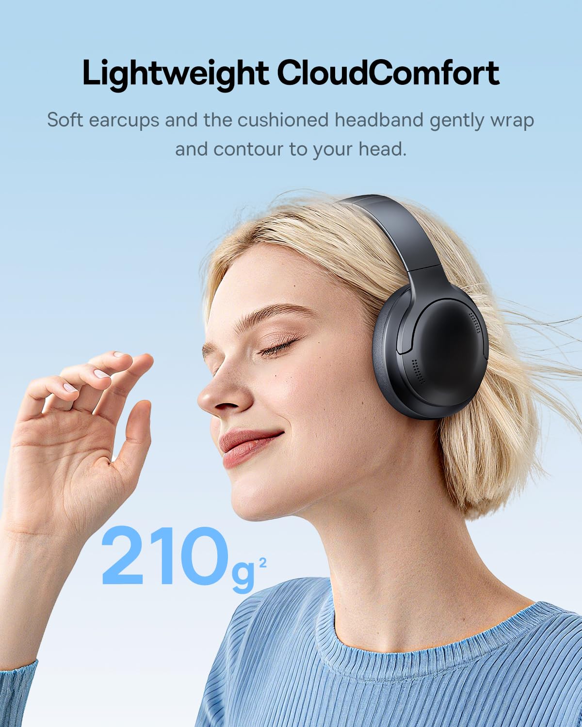 Baseus Bass BH1 Lite Bluetooth Headphones Over Ear, SuperBass, 80H Playtime,AI ENC Clear Calls, Comfortable Fit, Smart App Control, Bluetooth 6.0