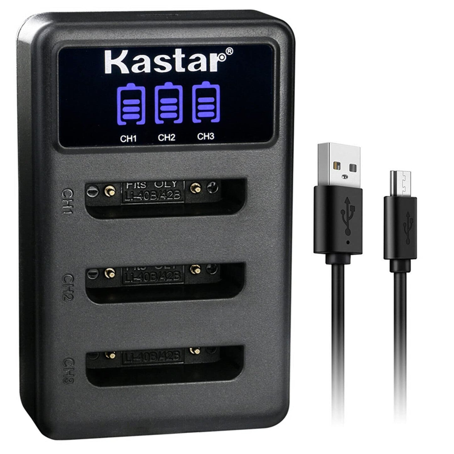 Kastar LCD Triple USB Battery Charger Compatible with Fujifilm FinePix JX250 JX255 JX280 JX290 JX295 JX300 JX305 JX310 JX315 JX320 JX330 JX335 JX350