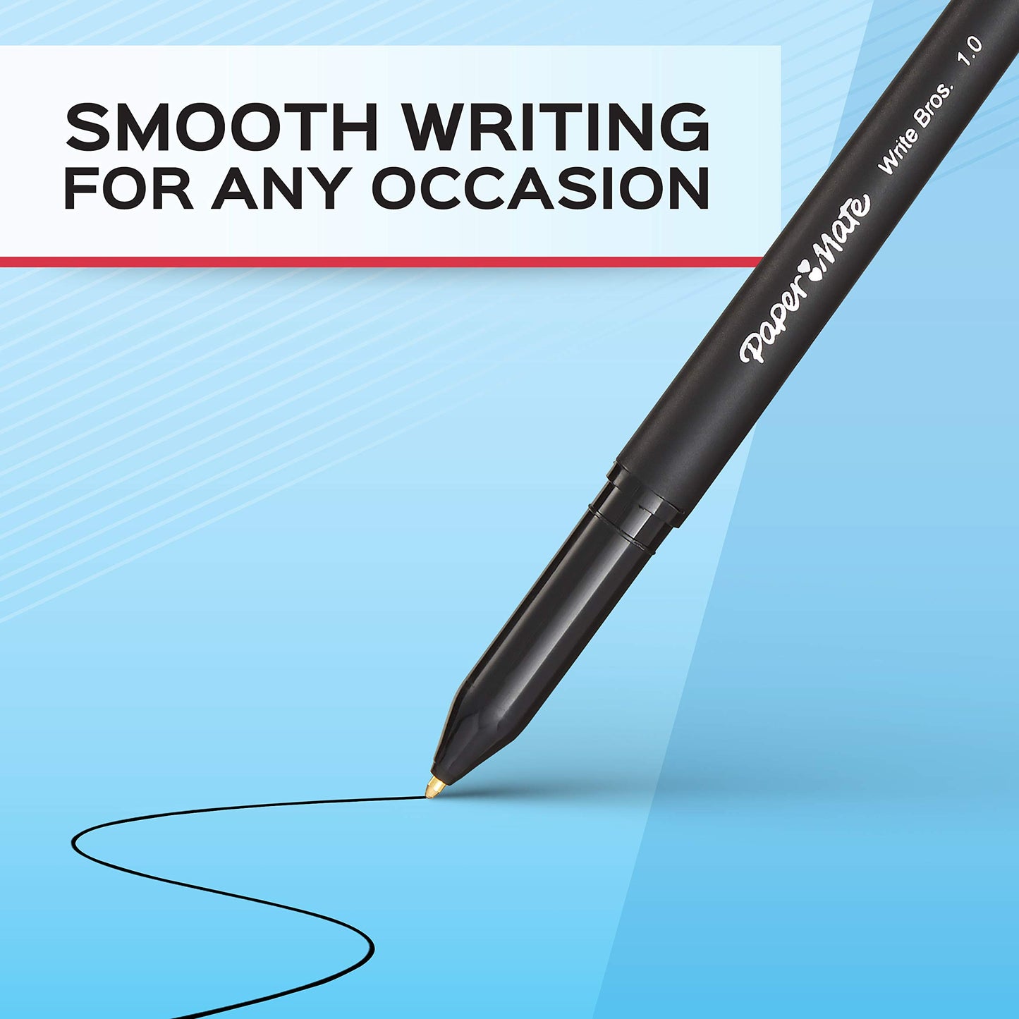 Paper Mate® Ballpoint Stick Pens, Medium Point, 1.0 mm, Black Barrel, Black Ink, Pack Of 12