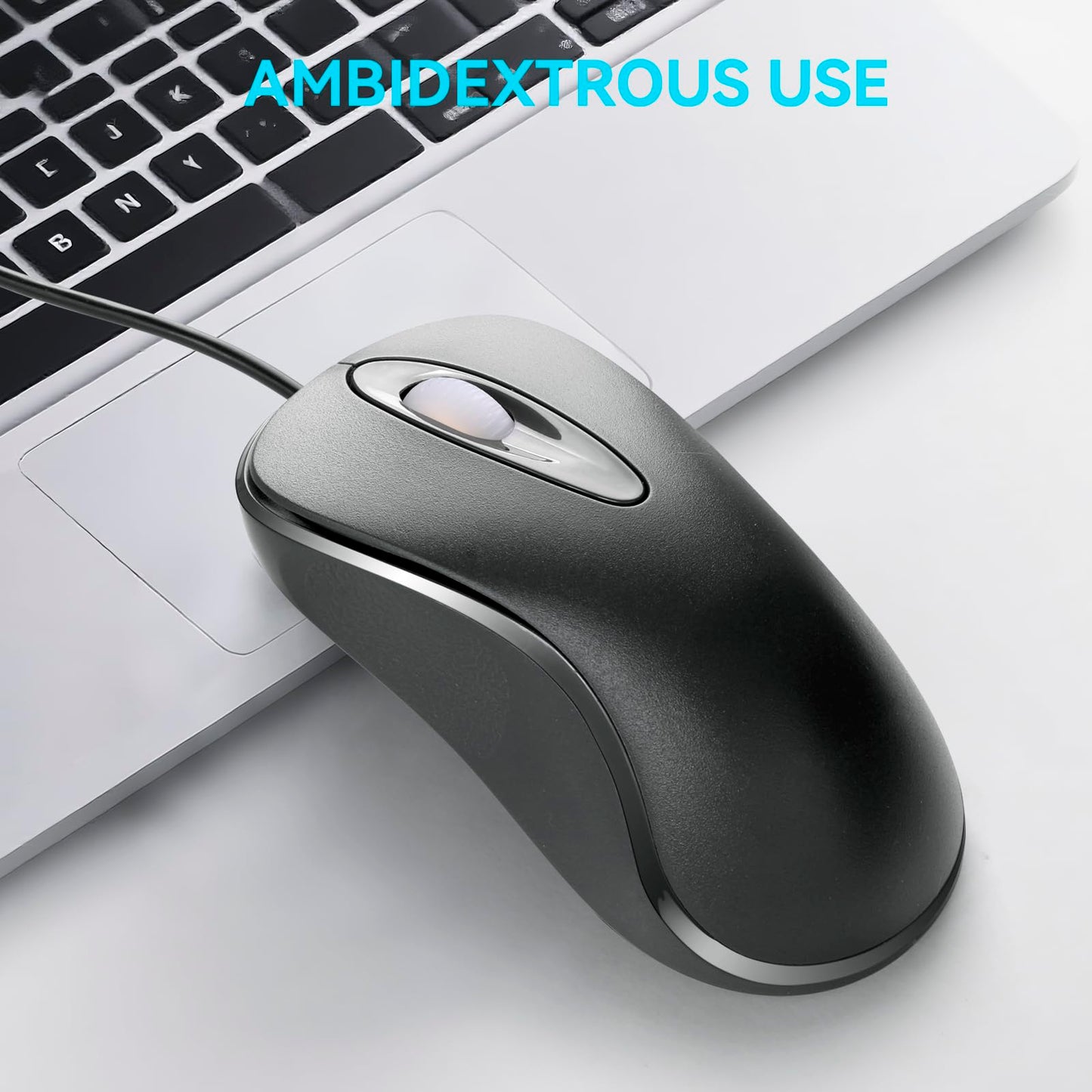 Mofkirg Classic Wired Office Mouse Ergonomic USB Optical 3-Button 1000 DPI Comfortable Durable for Windows Mac Laptop Desktop Black (1)