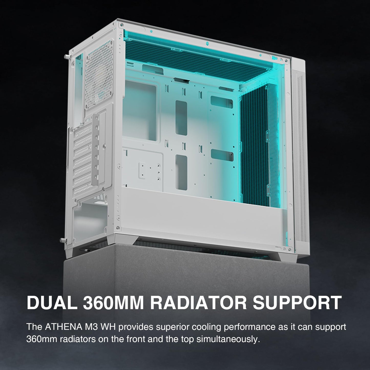 GAMDIAS White ATX Mid Tower Computer Case Tempered Glass, Gaming PC Case Support Dual 360mm AIO/Radiator, 7x120mm Case Fans (4X 120mm Built-in), 420mm