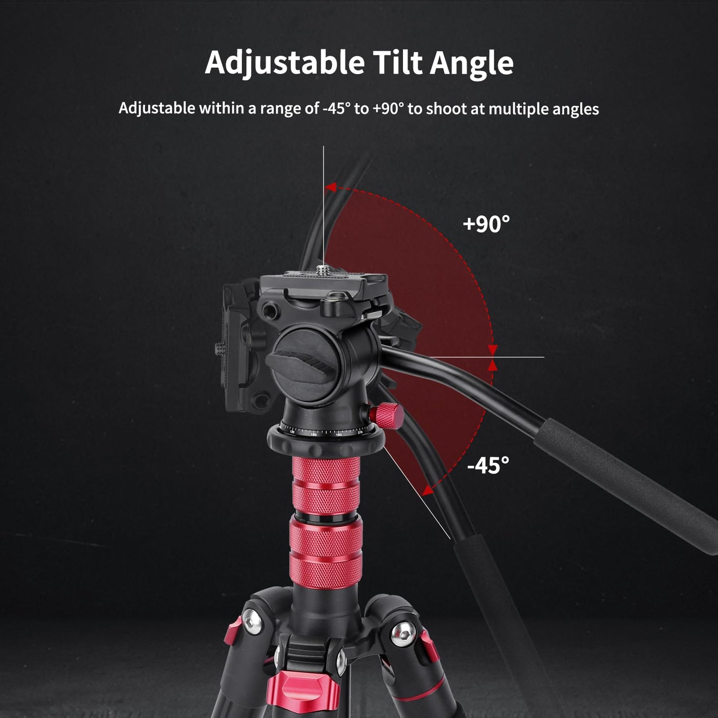 Avella Tripod Fluid Head Pan Tilt Head with Arca Type Quick Release Plate and Handle, Metal Panorama Head with Scaled Base for Compact Video Camera