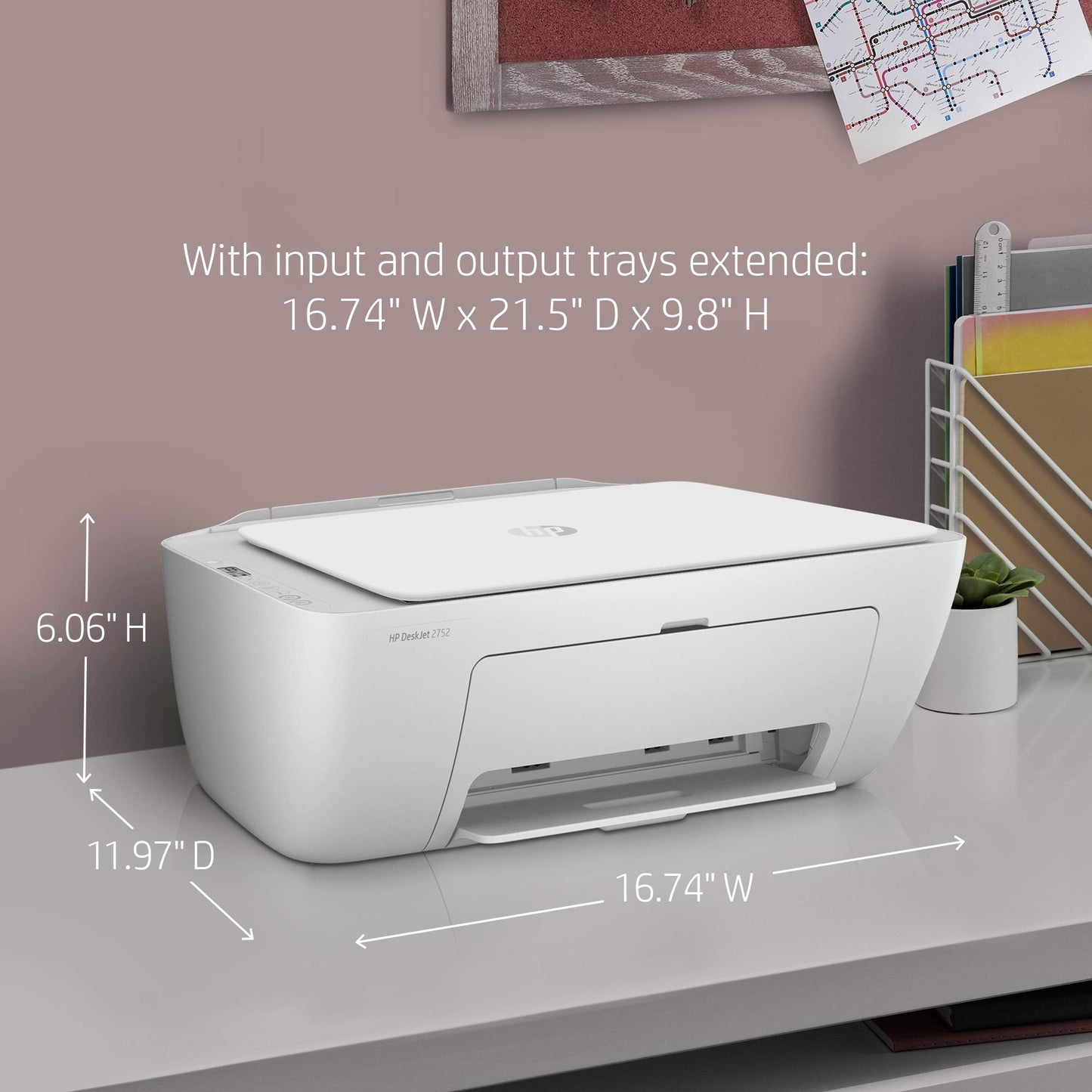 HP DeskJet 2752 All-in-One Color Inkjet Printer Scanner and Copy with Mobile Printing, Wireless Printers for Home and Office, Instant Ink Ready