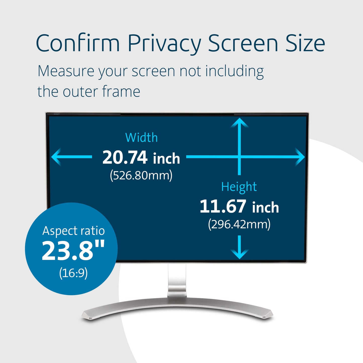 Kensington MagPro 23.8 Inch Magnetic Computer Privacy Screen for Desktop, Removable 16:9 Computer Privacy Filter, Anti-Glare Blue Ray Reduction
