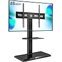 FITUEYES Floor TV Stand Iron Base with Swivel Mount for 50-85 Inch Large LCD/LED TVs Adjustable Shelf Tall Corner TV Stands for Bedroom and Living