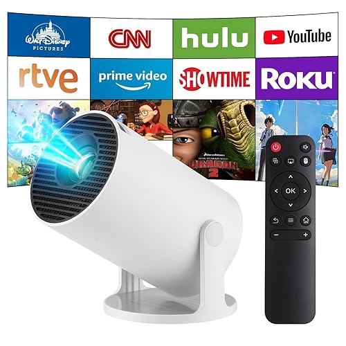 Mini Projector,Upgraded Smart 4K Projector with Wifi 6 and Bluetooth 5.4,Portable Projector with Android 14, Automatic Keystone Correction,180