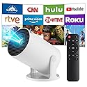 Mini Projector,Upgraded Smart 4K Projector with Wifi 6 and Bluetooth 5.4,Portable Projector with Android 14, Automatic Keystone Correction,180