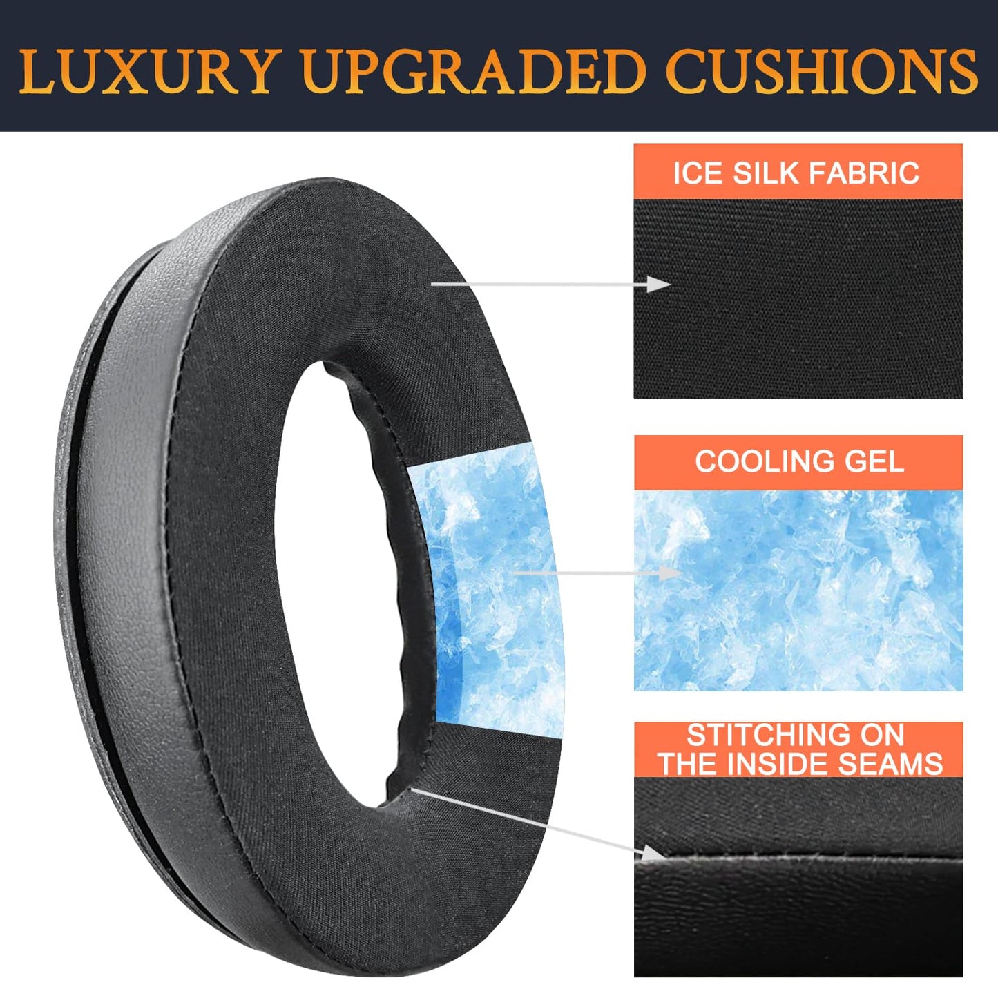 SoloWIT Cooling-Gel Replacement Ear Pads for Bose QuietComfort 35 (QC35) and Quiet Comfort 35 II (QC35 II) Over-Ear Headphones, Earpads Cushions