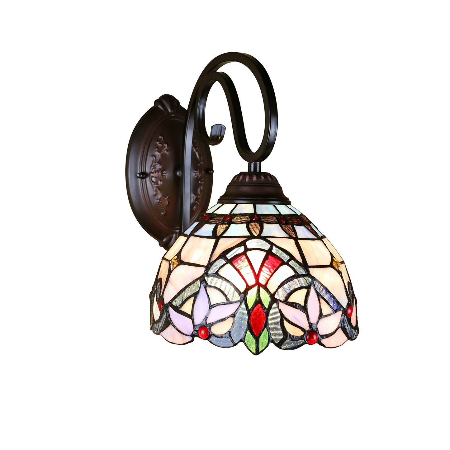 Chloe Lighting GRENVILLE Victorian Tiffany-Style Blackish Bronze 1 Light Wall Sconce 8" Wide