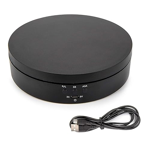 Leadleds 360 Degree Turntable Display Stand, 3 Speeds Electric Rotating Display Stand for Photography Video Shooting Props Jewelry (Black)