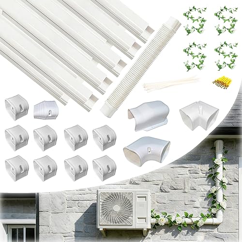 GROVOAK Mini Split Line Set Cover Kit - Decorative PVC AC Cover with Lifelike Green Plants, Easy DIY Installation, Fits Mini Split, Central AC & Heat