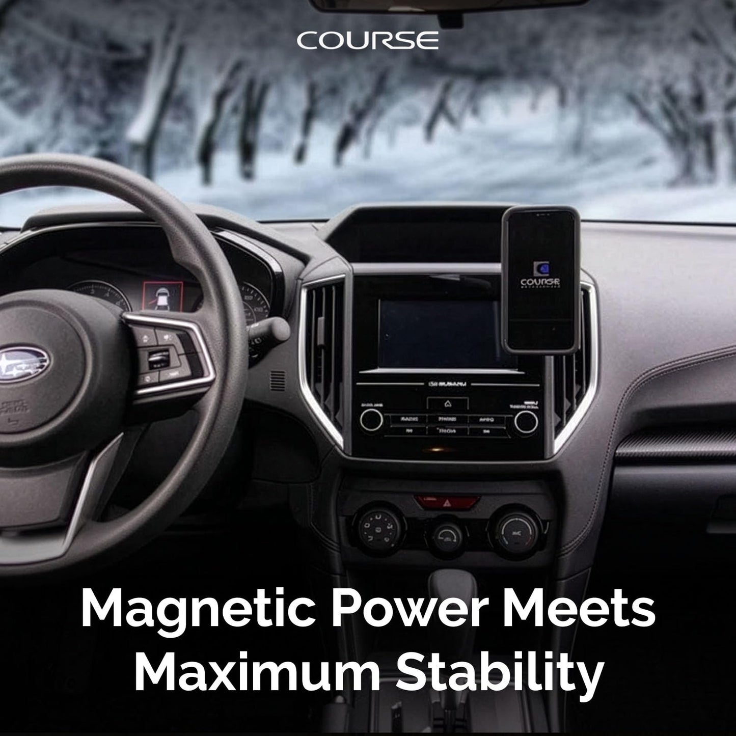 Course Motorsports Direct Fit Phone Mount | Compatible with MagSafe | Wireless or Magnetic Charging Head | Custom Dash Mount | Compatible with Subaru