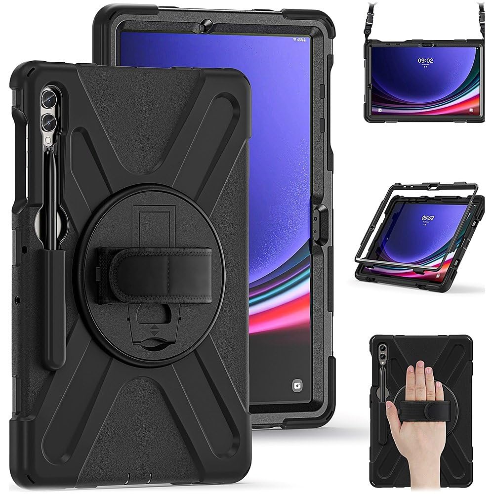 Sahara for Samsung Galaxy Tab S10+ / S9+ / S9 FE+ / S8+ Case - Heavy-Duty Protective Cover with Kickstand, Rotating Hand Strap & Shoulder Strap