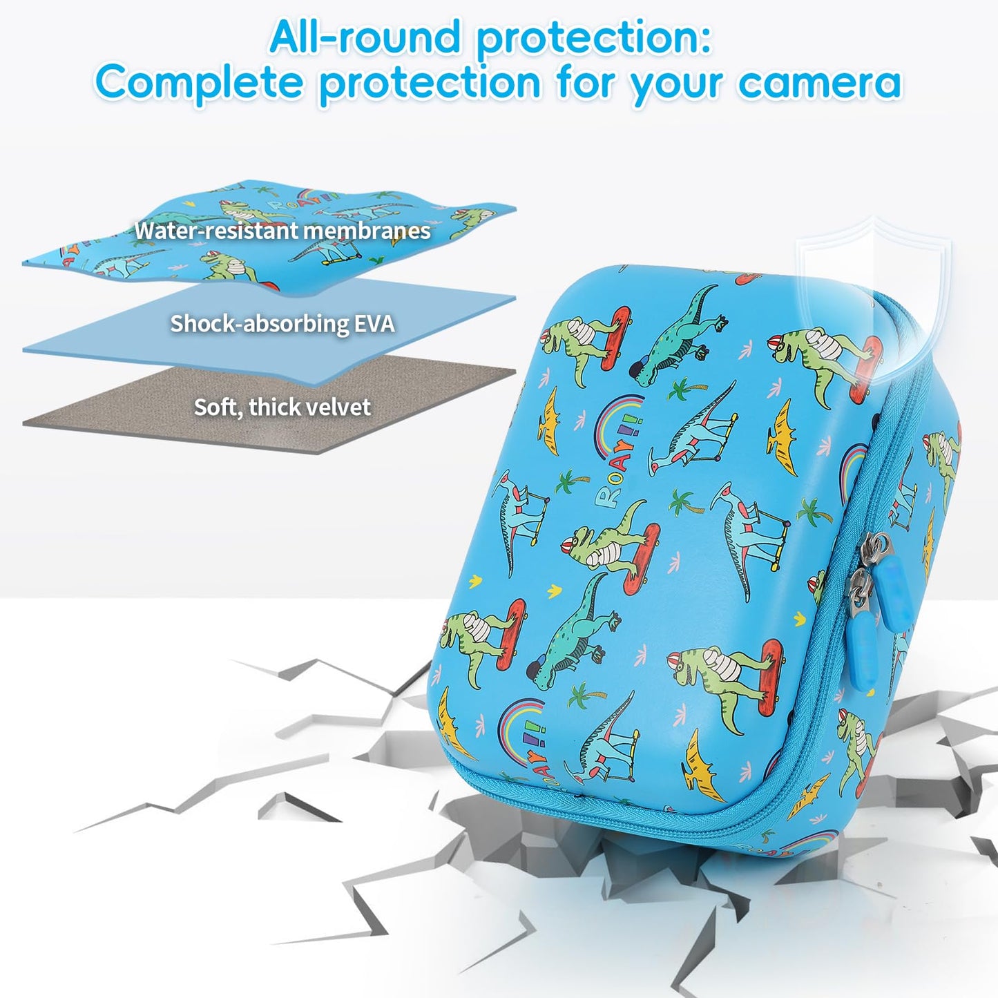 Kids Camera Case Compatible with ESOXOFFORE, for Dylanto, for Cimizi, for DUDUDRAGON for Instant Print Camera and Print Paper, Cute Hard Camera