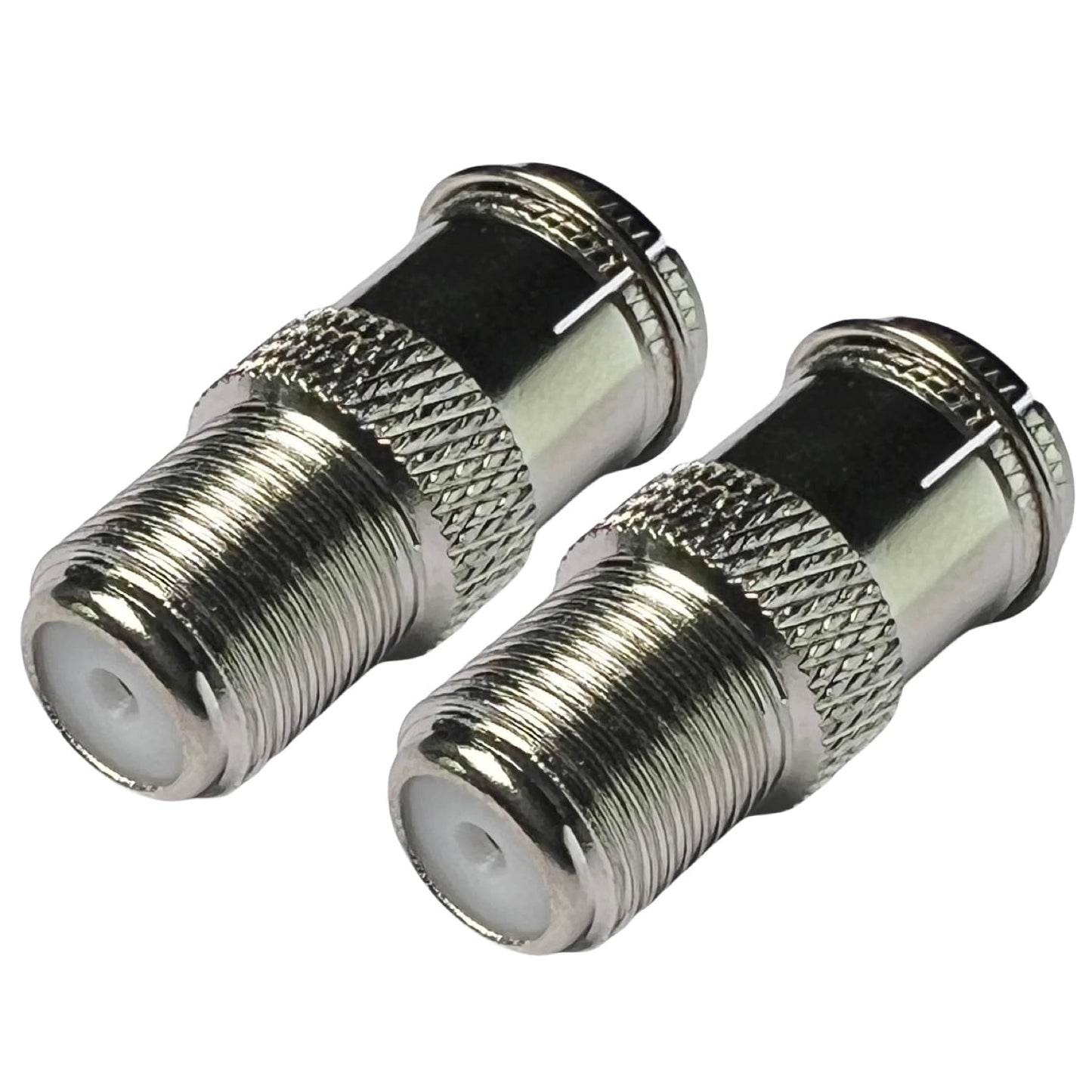 CESS F Type Female to Quick Push On Male Coax Adapter, Screw TV Antenna Connector, Silver, 2 Pack