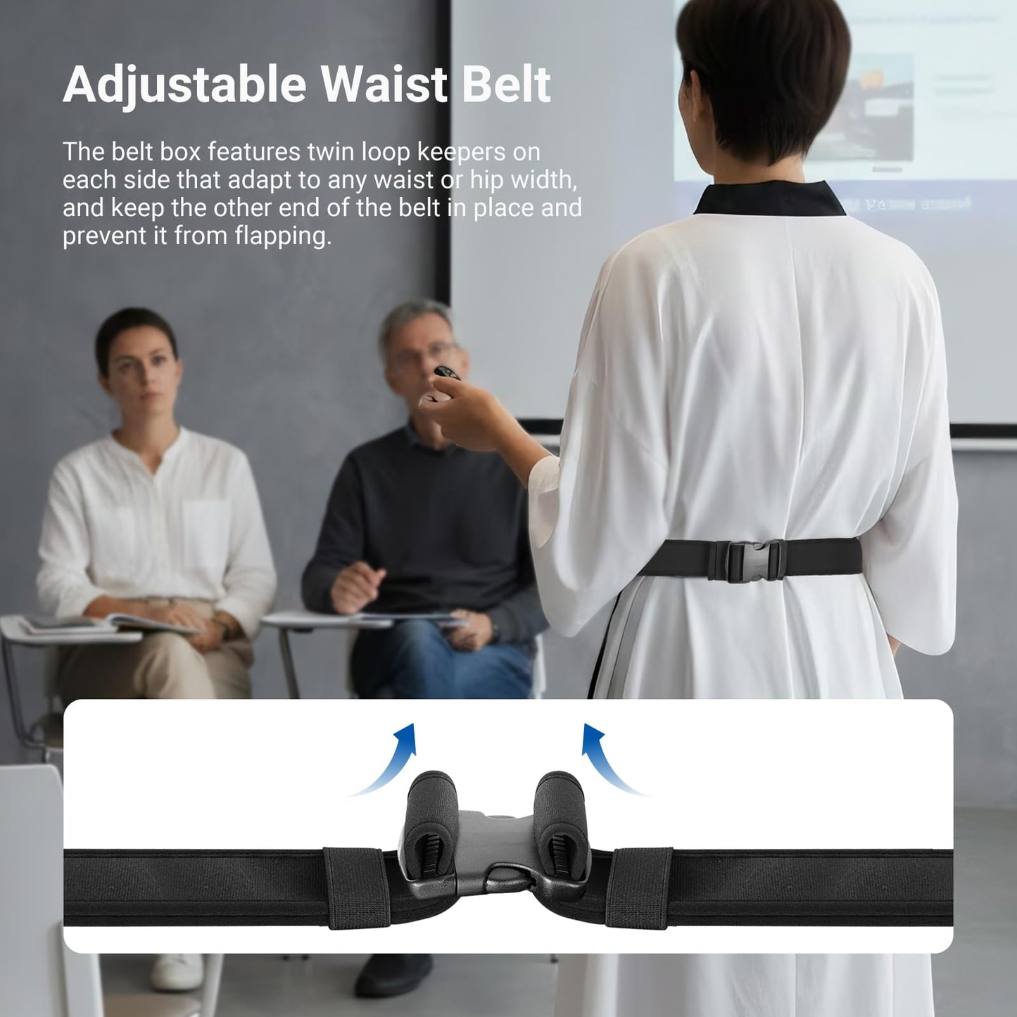 NEEWER Adjustable Mic Belt, Microphone Box Holder Carrier Pocket Pouch Bag with Flip Cover & Hook and Loop Fastener for Fitness Instructors, Theater
